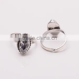 WHITE TOPAZ TOE RING ,925 Sterling Silver Jewelry Wholesale,WHOLESALE SILVER JEWELRY,SILVER EXPORTER,SILVER JEWELRY FROM INDIA thumbnail-1
