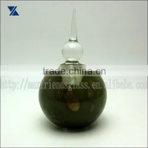 Green With Golden Dot Hand Blown Glass Perfume Bottle thumbnail-1