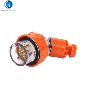 Orange Angled AU Standard Industrial Waterproof Plug, Heavy Duty 90 Degree Elbow Electrical Plug Connector thumbnail-2