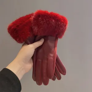 Gloves Manufacturer Wholesales Fashion Women Winter Warm Touch Screen PU Leather Gloves thumbnail-3