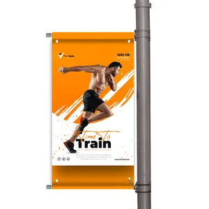 Promotional Flags & Banners Street Pole Banner Display With Light Pole Hardware Advertising Flag Banner Material thumbnail-1