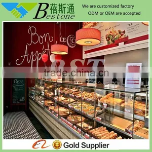 Hot Sale Custom Wood Bread Display Rack, Modern Bread Display Shelves thumbnail-1