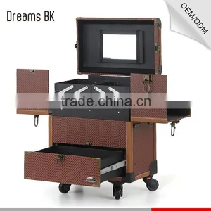 Hot Selling Professional Cosmetic Rolling PVC Trolley Case 360 Degree Makeup Case With Wheels thumbnail-5