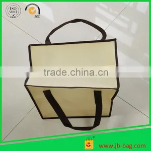 Strong Sewing Box Type / Square Bottom Light Yellow Nonwoven Handle Bag Ziplock thumbnail-1