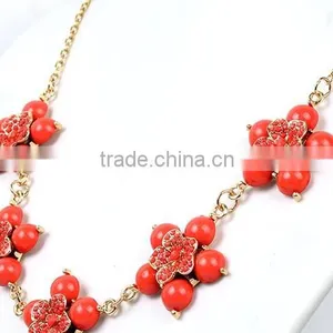 Fllower Necklace Female Colour Crystal Latest Design Beaded Necklace thumbnail-2