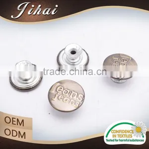 Sewing Accessory Anti-Siver Shank Metal Cap Jean Button For Jeans With Logo thumbnail-6
