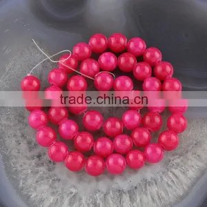 YJ1125-3 New Bright Red Round Dyed Jade Beads Sting thumbnail-1