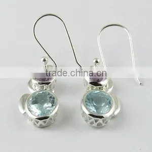 Love Power !! Blue Topaz & Amethyst 925 Sterling Silver Earring, 925 Sterling Silver Jewelry, Gemstone Silver Jewelry thumbnail-2