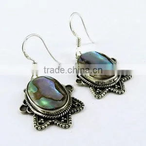 Solid Design Abalone Shell 925 Sterling Silver Earring thumbnail-1
