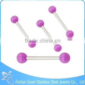2016 Body Jewelry Wholesale Colorful Tongue Piercing Pearl Tongue Ring thumbnail-2