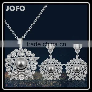 Fashion Jewelry Star Shape Silver Plated Pendant Necklace/Earrings For Women thumbnail-1