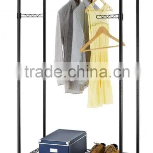 New 2-Tier Rolling Clothing Garment Rack Shelving Wire Shelf Dress G66 thumbnail-2