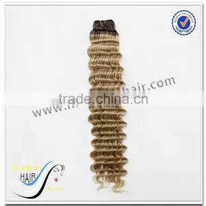 Top Quality Fast Delivery Wholesale Blonde Wavy Deep Curly Ombre Weave 100 Virgin Human Hair thumbnail-1