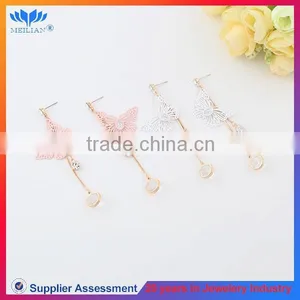 Fashion Colorful Butterfly Charm Tassel Crystal Drop Earrings for Women Wholesale thumbnail-2