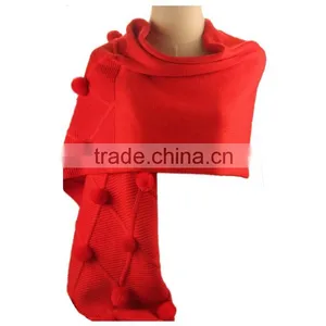 Lady Red Acrylic Knitting Scarf Shawl thumbnail-1