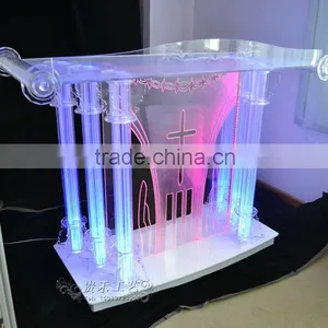 High Qualtiy Modern Church Pulpit With LED Light, Acrylic Podium thumbnail-5