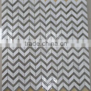 New Herringbone Marble Mosaic Tiles ( Athen White+Pure White Marble) thumbnail-4