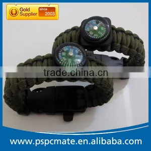 Emergency Paracord Bracelet With Flint Compass Whistle thumbnail-1