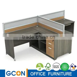 Wholesale Melamine Office Workstation Group in Elm Color MDF Booad and Glass Partition thumbnail-4