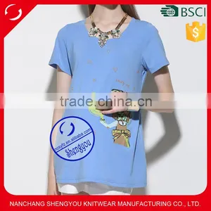 Custom Spandex Cotton Printed Short Sleeve Maternity t Shirt thumbnail-1
