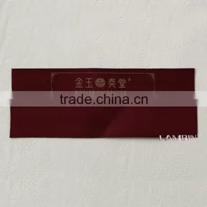 Brown Satin Ribbon With Gold Stamping Golden Printed Label Main Labels for Clothes thumbnail-3