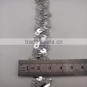 Lampshade Vintage Silvery Lace Embellishment Metallic Loose Silver Sequins Trimming thumbnail-2