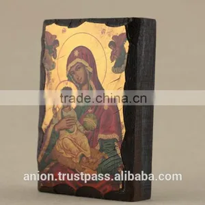 Greek & Russian Orthodox Wooden Icon. Jerusalem Mother of God thumbnail-2