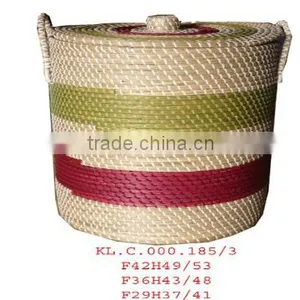 High Quality Best Selling 2016 Water Hyacinth Round Coloful Storage Box With Cap From Vietnam thumbnail-1