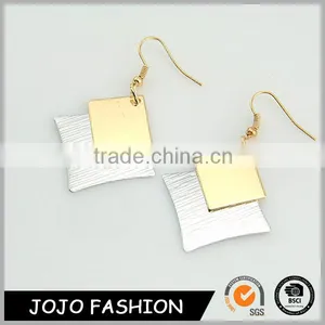 Rhombus Design Stainless Steel Metal Earrings Gold and Silver Charm Hoop Earring Supplier's Choice thumbnail-1