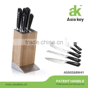 6 Pcs Natural Colour Beechwood Knife Set With a Slot Knife Sharpener thumbnail-1