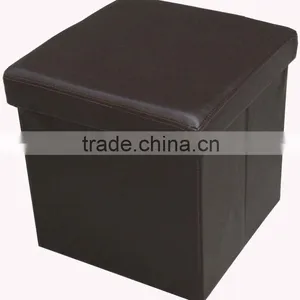 Stronger!! Black PVC Leather Foldable Storage Stool With thumbnail-1