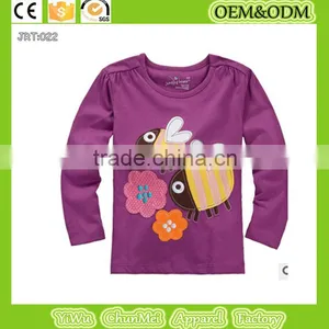 Baby Boy Girl t Shirt Cartoon Apis Florea t Shirt Long Sleeve t Shirt100%cotton Tee Purple Color Backgroud T-shirt thumbnail-1