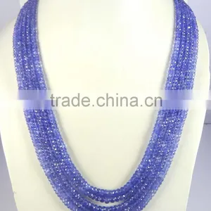 Best Price Natural Royal Blue AA Quality Tanzanite Roundel Faceted Beads, tz Beads thumbnail-3