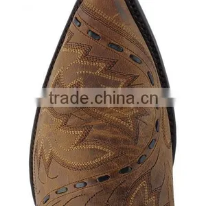 Distressed Bay Apache Leather Detailed With Black Leather Stitching Western Cowboy Boots Wholesale thumbnail-4