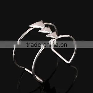 2016 New Gold Silver Triangle Alloy Wide Open Cuff Bangle Bracelet For Women Fashion Jewelry thumbnail-2