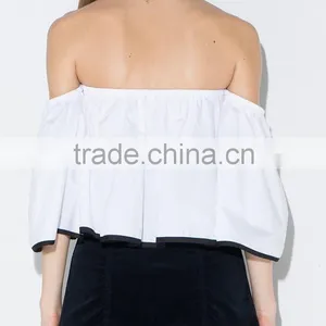 Women's Off Shoulder 1/2 Sleeve Loose Short Tops Blouse Shirt thumbnail-3