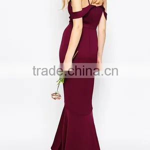 Plain Dye Slim Fit Slip Dress off Shoulder Long Evening Dress thumbnail-4