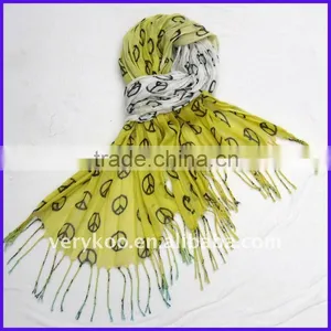 Fashion Peace Symbol Printed Long Costume Scarf / Shawl(FCH-11286-4) thumbnail-1