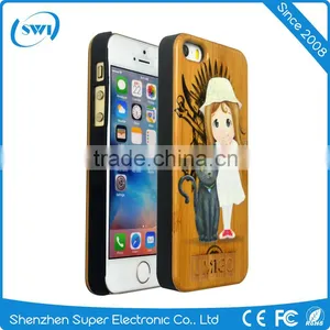 Colorful Painting PC+wood Case for Iphone 6, New Arrival Back Cover Case For Iphone 7 thumbnail-1