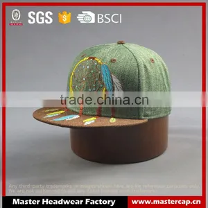 Customer High Quality 6- Panel Linen Snapback Hat With Flat Embroidered Patch thumbnail-1