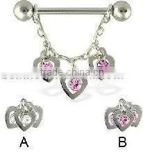 316L Diamond Heart Nipple Shield Body Piercing Jewelry thumbnail-1