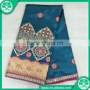2016 Hot Selling Beaded African George Wrapper Lace Fabrics, Fashion Raw Silk George thumbnail-5
