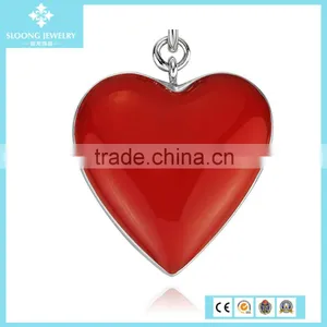 Silver Heart Pendant for Fashion Bracelet Red Heart Charm in Sterling Silver thumbnail-2