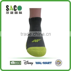 Fluorescence Green Free Terry Grey Low Cuff 4F Cotton Sports Socks thumbnail-4