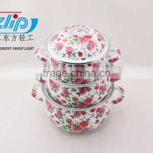 3 PCS ENAMEL CASSEROLE FULL OF FLOWER thumbnail-2