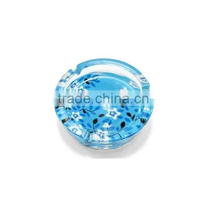 Haonai Custom Printing Round Glass Ashtray With Gift or Color Box Package thumbnail-2