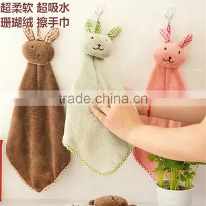 N105 Little Girls Cute Rabbit Jacquard Small Square Towel for Wholesale Yiwu Factory thumbnail-3