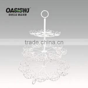 Powder Coated 3-tier Round Shape Metal Wire Cupcake Stand-hold 24 Cups thumbnail-1