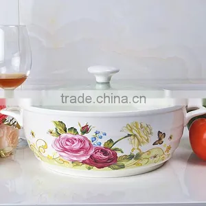 Microwave Porcelain Pot With Glass Lid thumbnail-1
