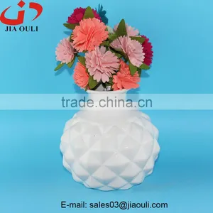 Chinese Home Decor Vase White Ceramic Pineapple Shaped Vase thumbnail-2